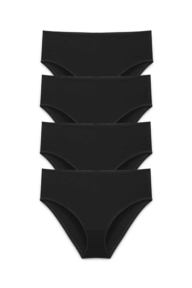 Lot de 4 Recycled Comfort midi culotte noir