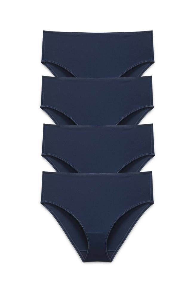Lot de 4 Recycled Comfort midi culotte Bleu Foncé