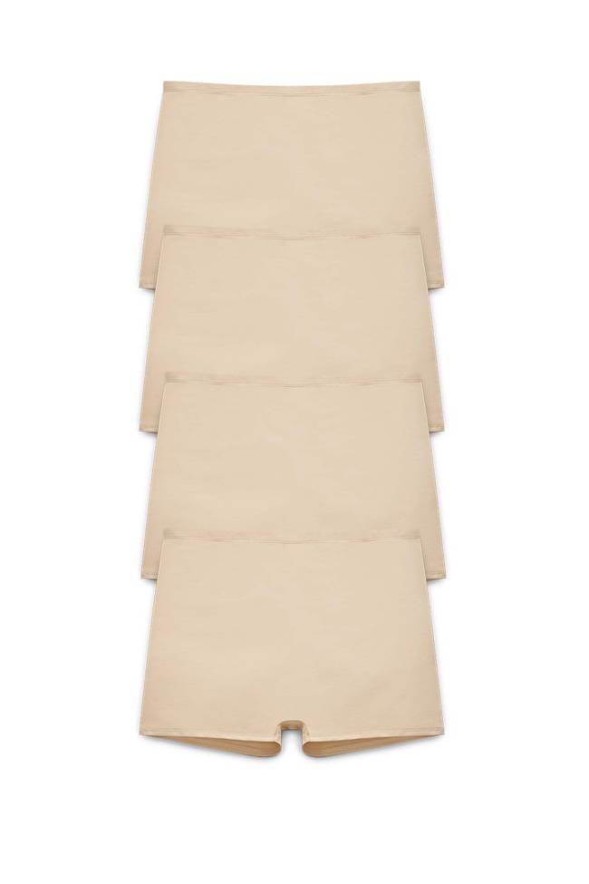Lot de 4 Culotte shorty ORGANIC COTTON beige